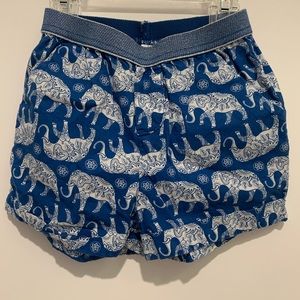 Gap shorts blue and white with elephants and sparkly waistband. Size 3.